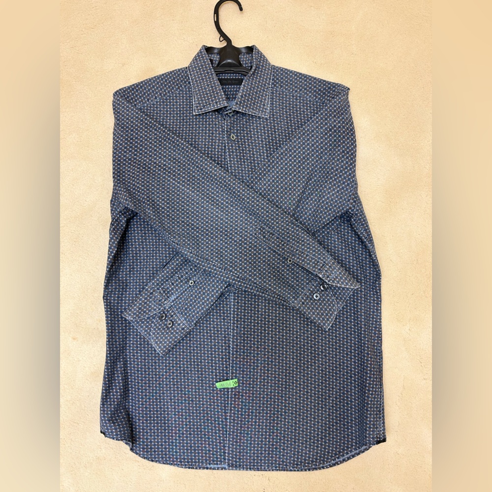 Blue/brown Saks dress shirt. Like NEW!